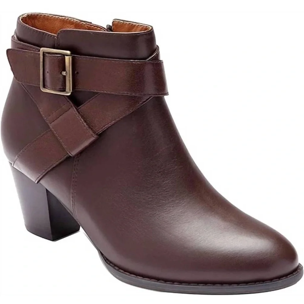 VIONIC Women's‎ Trinity Boots Chocolate Brown Leather Size 9 Booties Ankle Boot